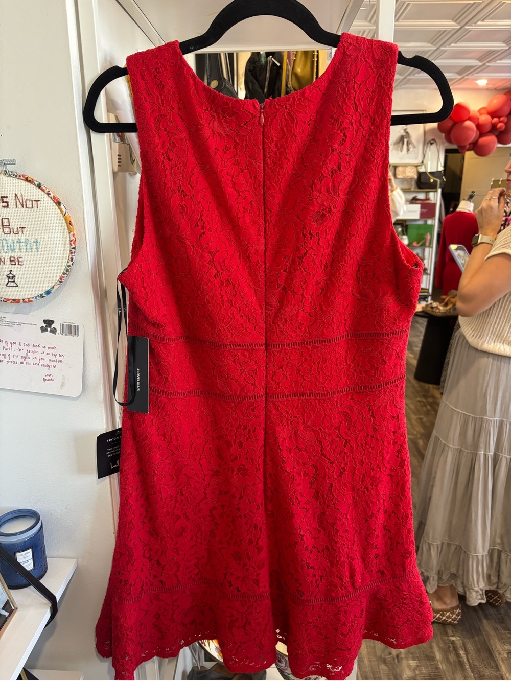Lulu's Red Lace V-Neck Mini Dress - Picture 3 of 6